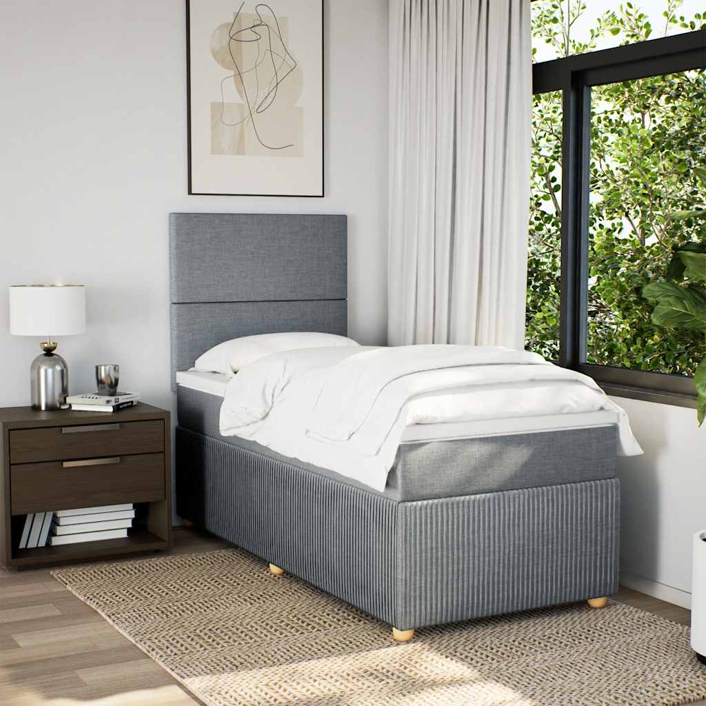 Sommier à lattes de lit avec matelas gris clair 80x200 cm tissu - XIOS