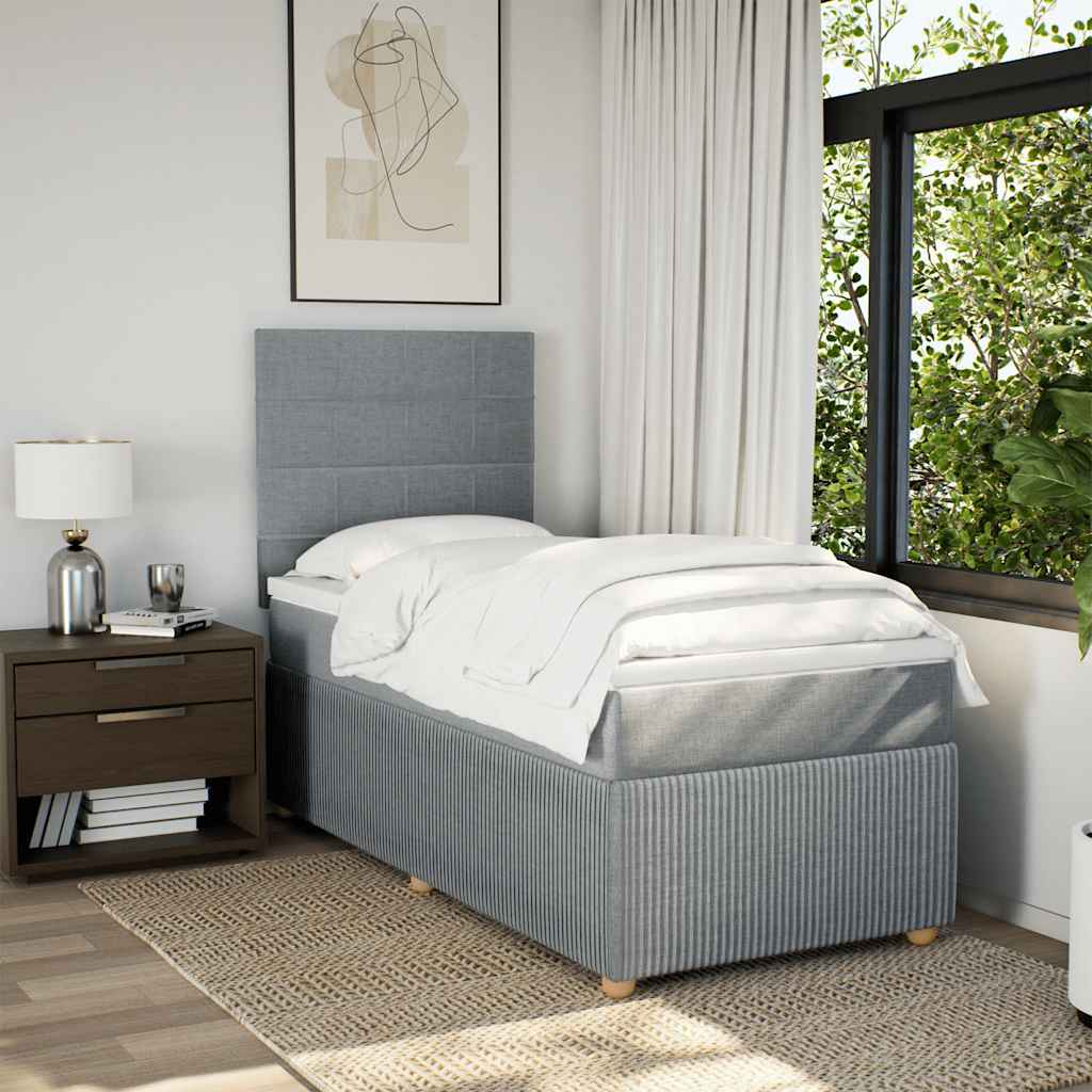 Sommier à lattes de lit avec matelas gris clair 80x200 cm tissu - XIOS