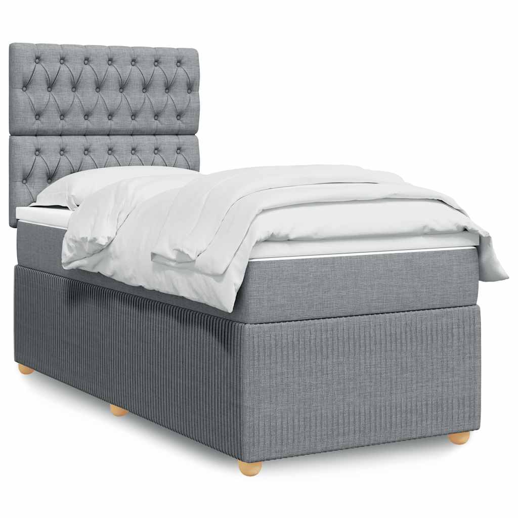 Sommier à lattes de lit avec matelas gris clair 80x200 cm tissu - XIOS