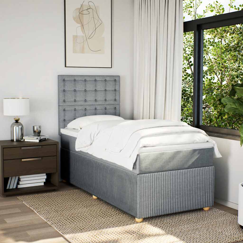 Sommier à lattes de lit avec matelas gris clair 80x200 cm tissu - XIOS