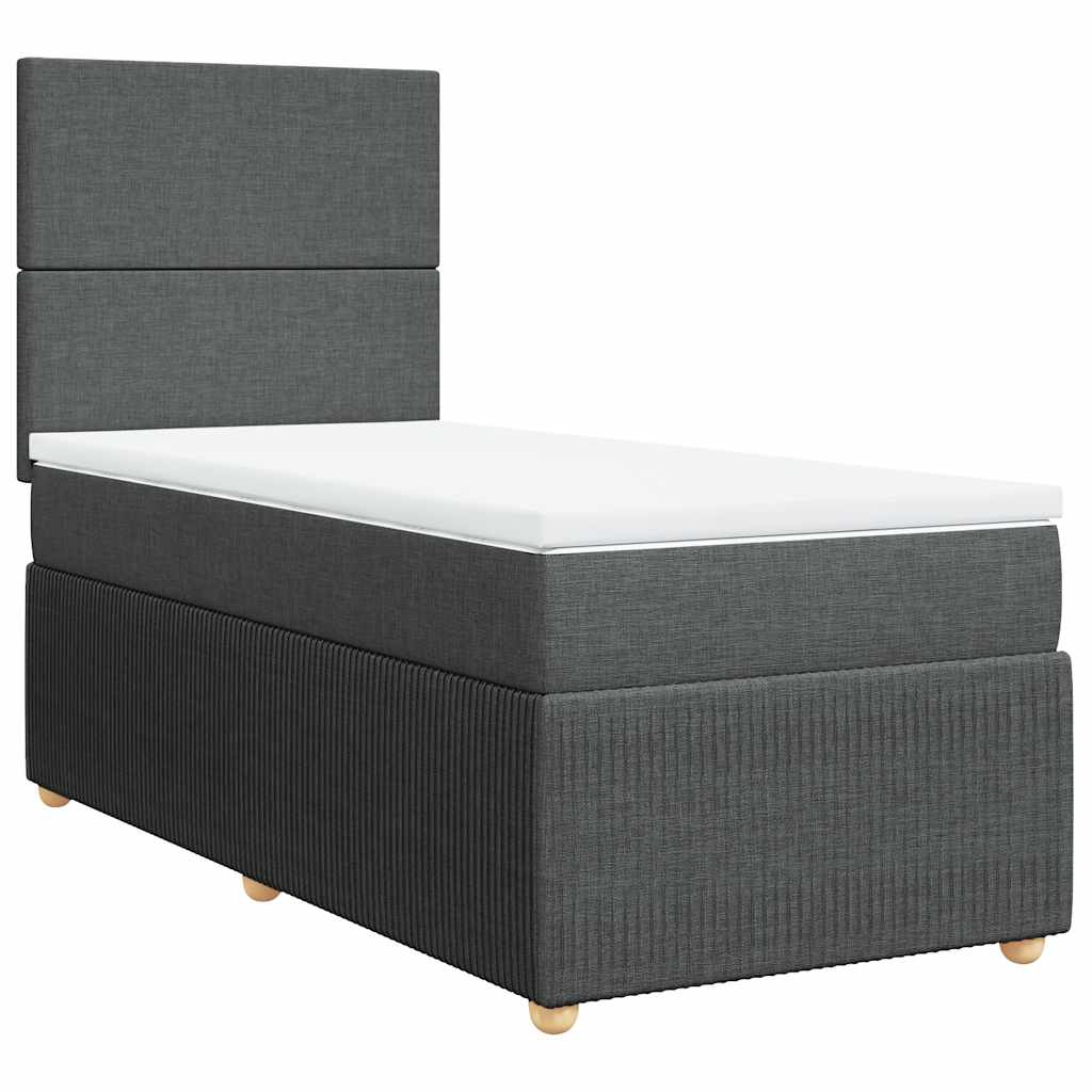 Sommier à lattes de lit et matelas Gris foncé 90x190 cm Tissu - XIOS