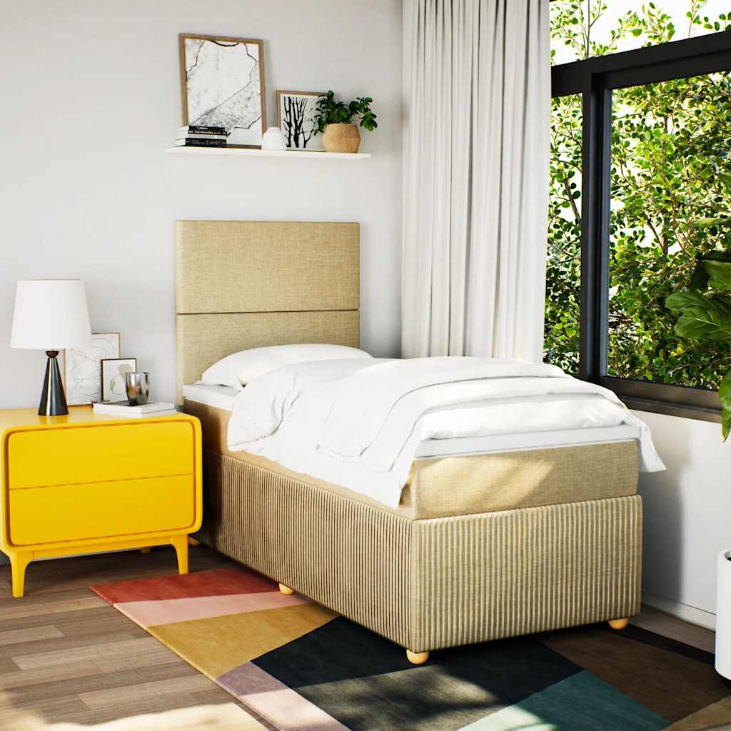 Sommier à lattes de lit et matelas Crème 90x190 cm Tissu - XIOS