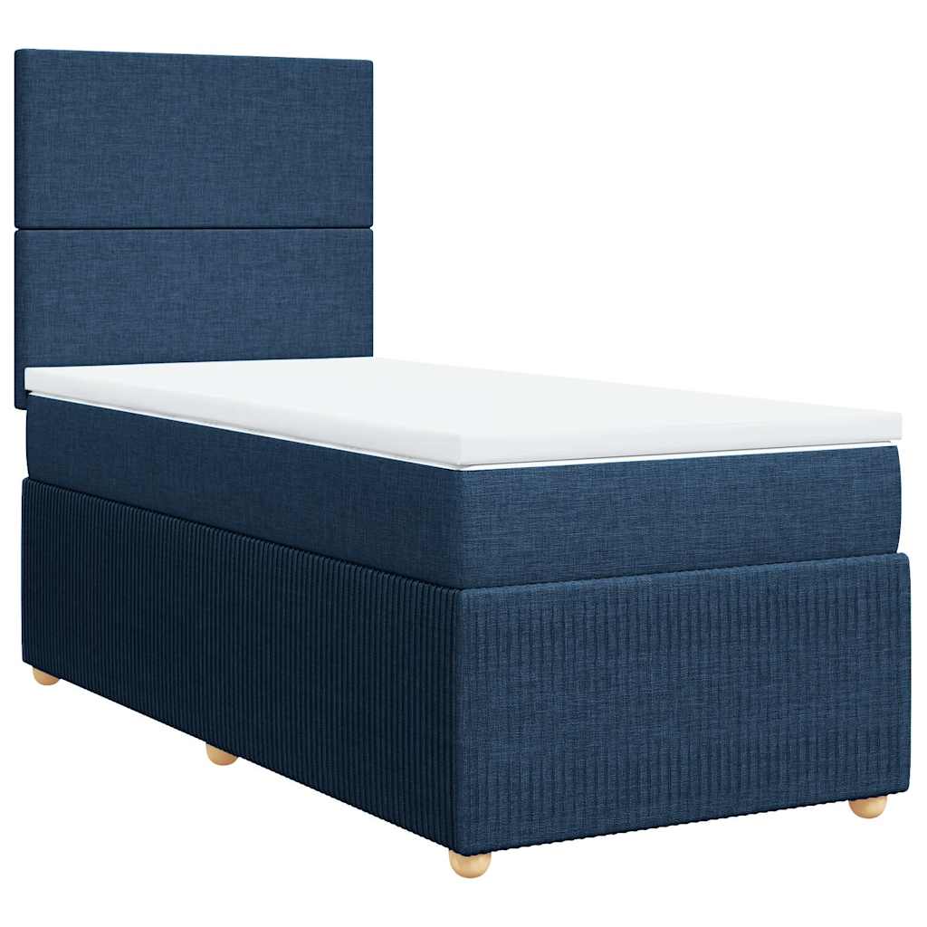 Sommier à lattes de lit avec matelas Bleu 90x190 cm Tissu - XIOS