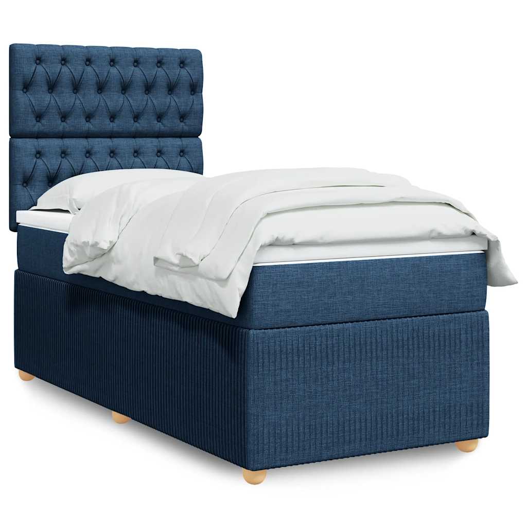 Sommier à lattes de lit avec matelas Bleu 90x190 cm Tissu - XIOS