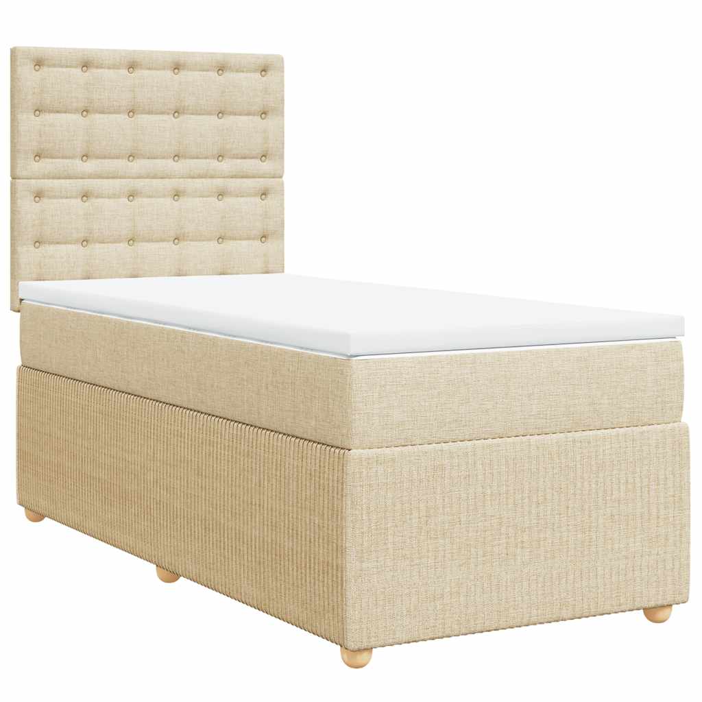 Sommier à lattes de lit et matelas Crème 90x190 cm Tissu - XIOS