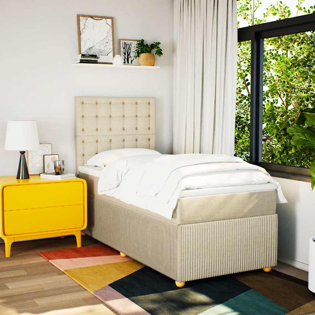 Sommier à lattes de lit et matelas Crème 90x190 cm Tissu - XIOS