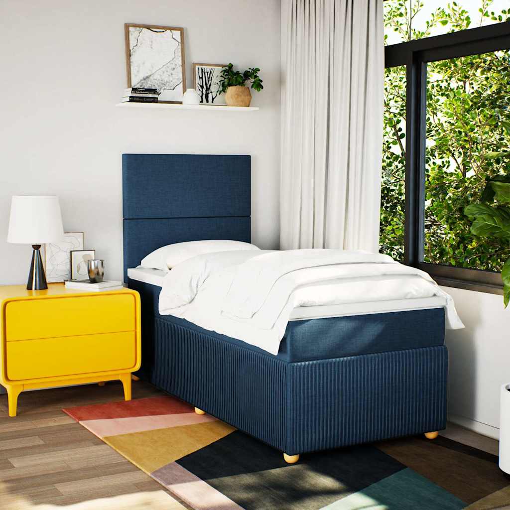 Sommier à lattes de lit avec matelas Bleu 90x200 cm Tissu - XIOS