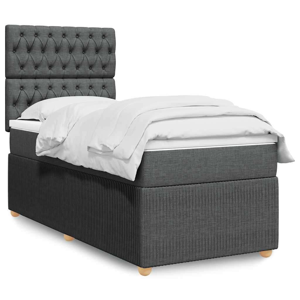Sommier à lattes de lit avec matelas Gris foncé 90x200 cm Tissu - XIOS
