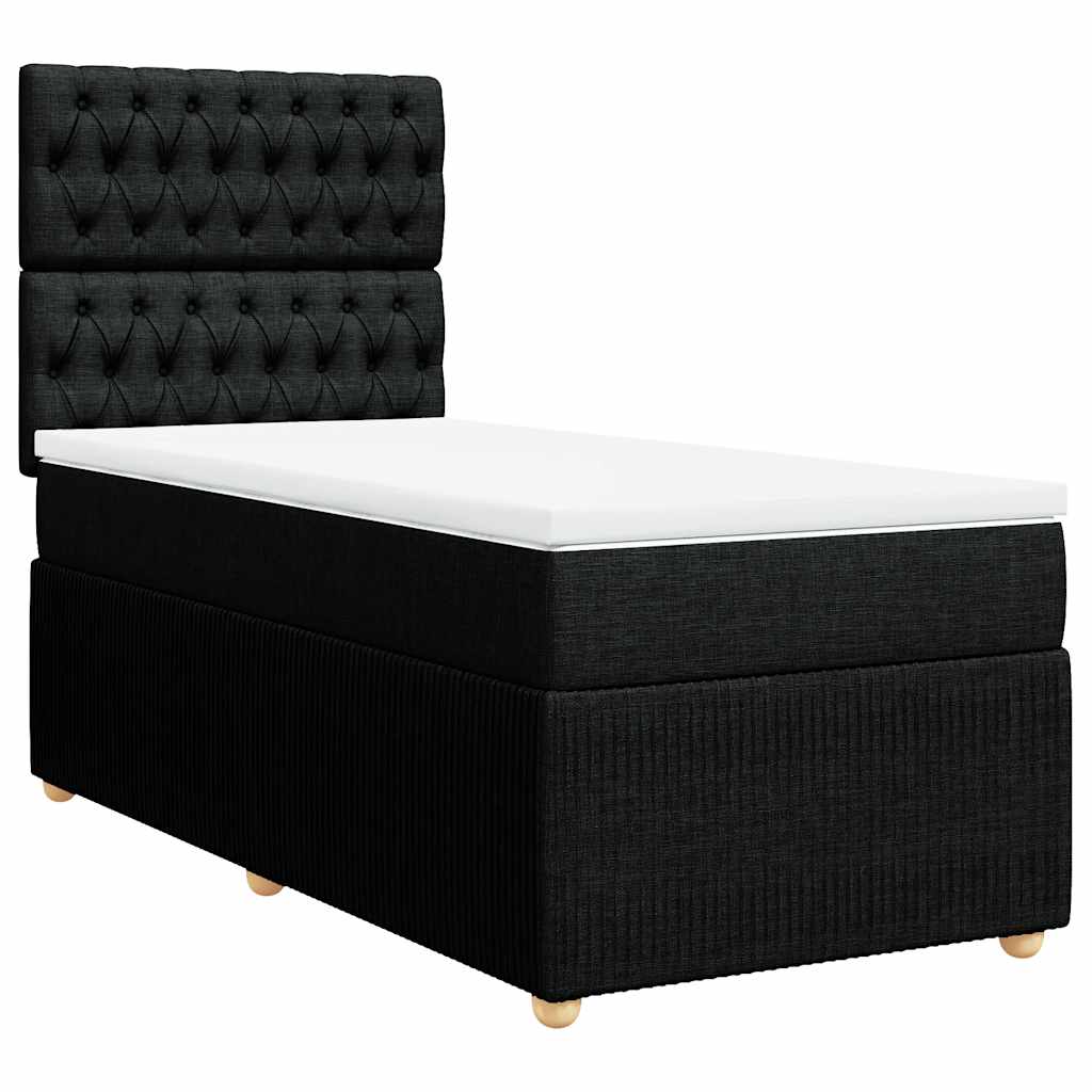 Sommier à lattes de lit avec matelas Noir 90x200 cm Tissu - XIOS