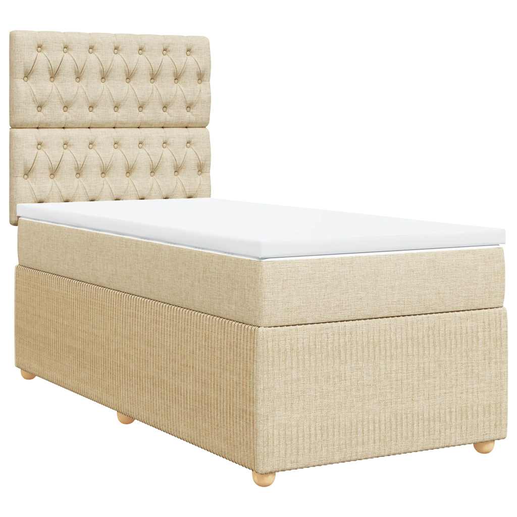 Sommier à lattes de lit avec matelas Crème 90x200 cm Tissu - XIOS
