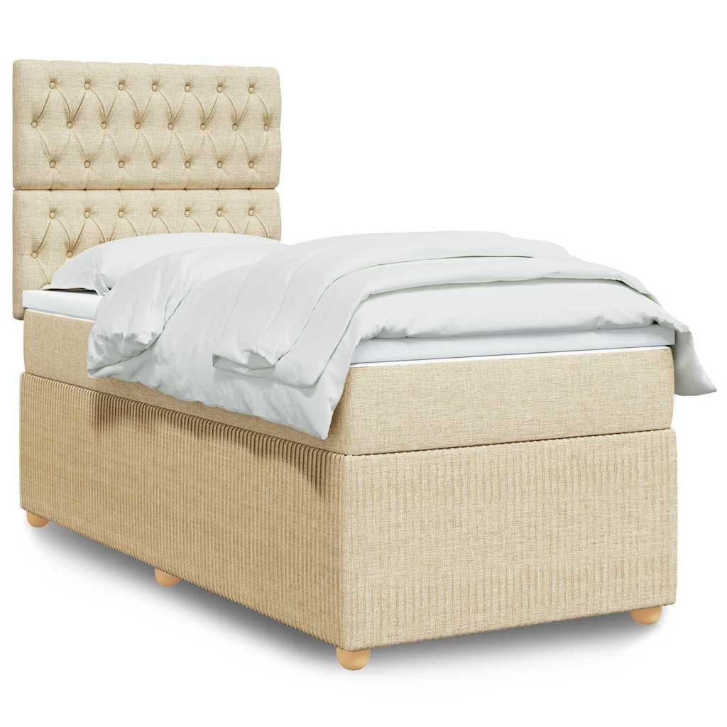 Sommier à lattes de lit avec matelas Crème 90x200 cm Tissu - XIOS