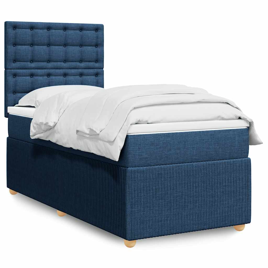Sommier à lattes de lit avec matelas Bleu 90x200 cm Tissu - XIOS