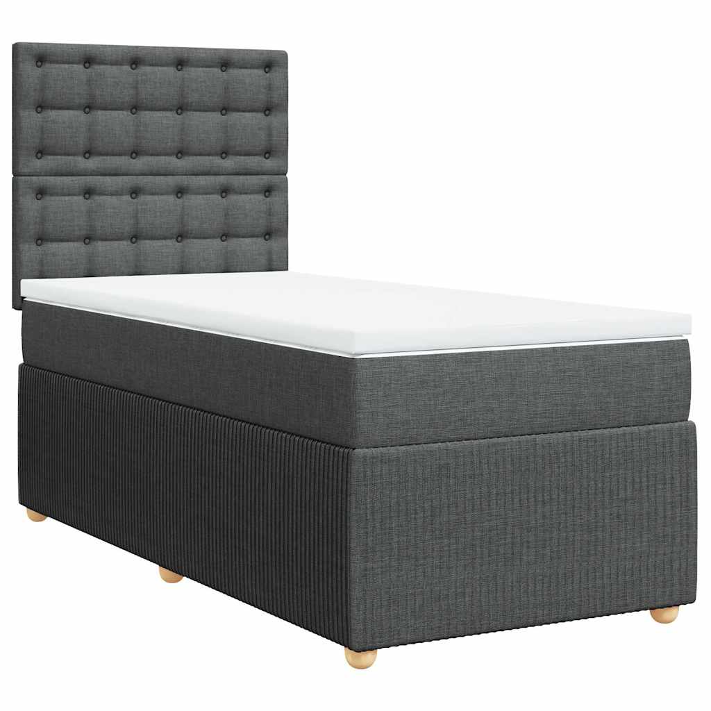 Sommier à lattes de lit avec matelas Gris foncé 100x200cm Tissu - XIOS