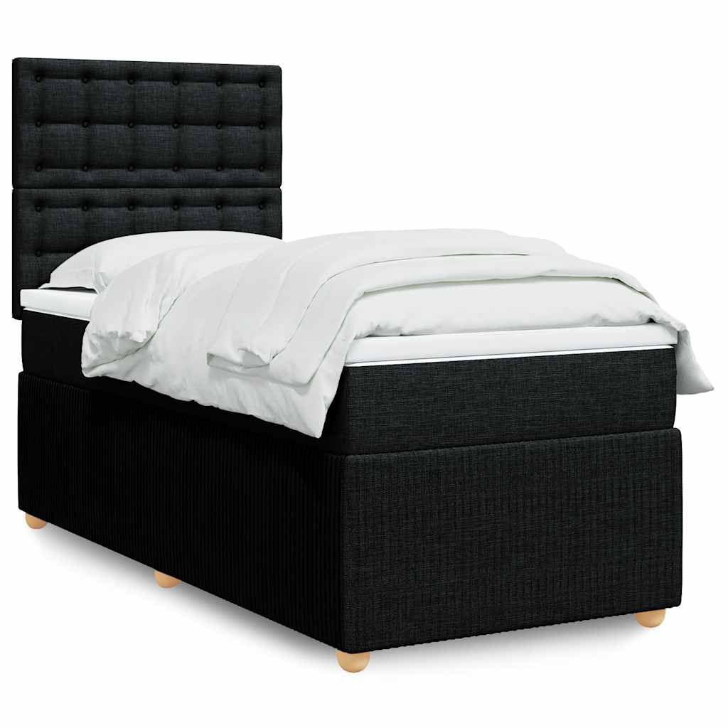 Sommier à lattes de lit avec matelas Noir 100x200 cm Tissu - XIOS
