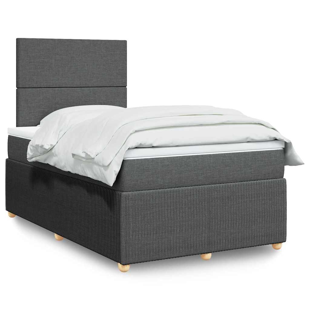 Sommier à lattes de lit avec matelas gris foncé 120x190cm tissu - XIOS
