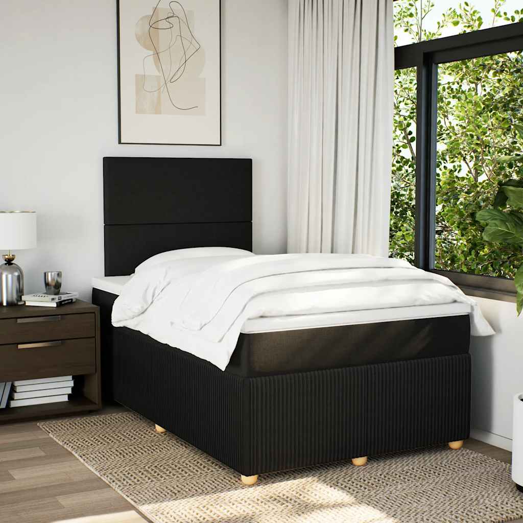 Sommier à lattes de lit avec matelas noir 120x190 cm tissu - XIOS
