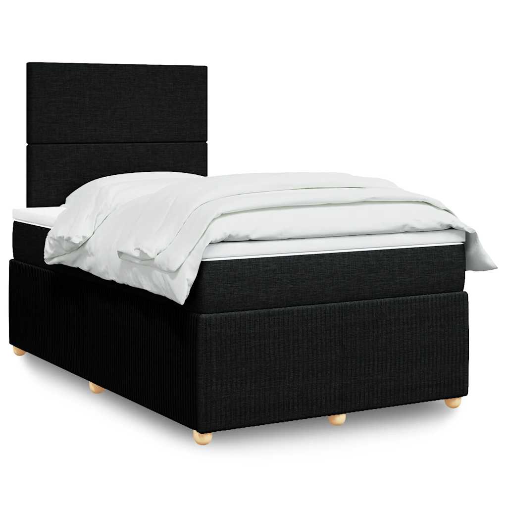 Sommier à lattes de lit avec matelas noir 120x190 cm tissu - XIOS