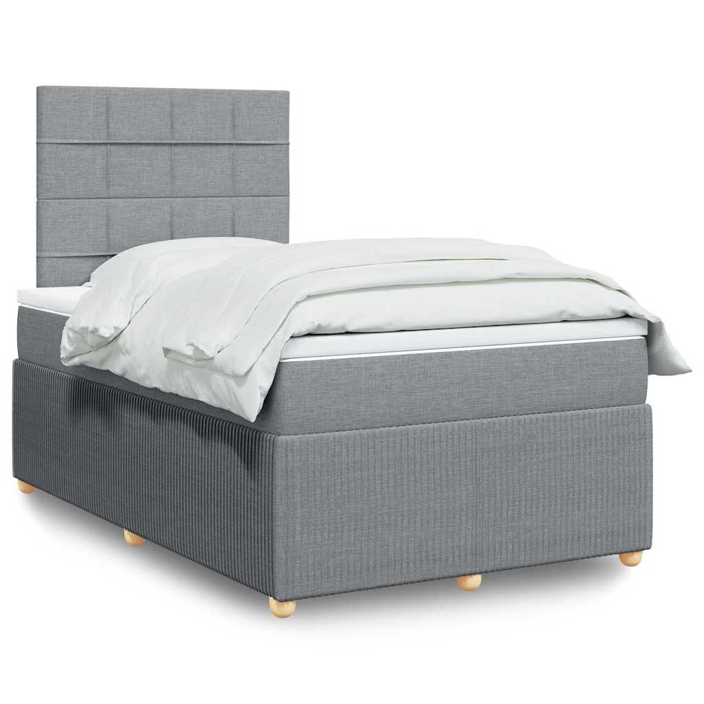 Sommier à lattes de lit et matelas gris clair 120x190 cm tissu - XIOS