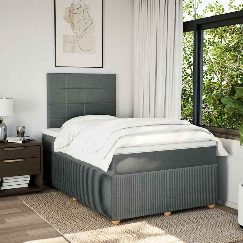 Sommier à lattes de lit avec matelas gris foncé 120x190cm tissu - XIOS