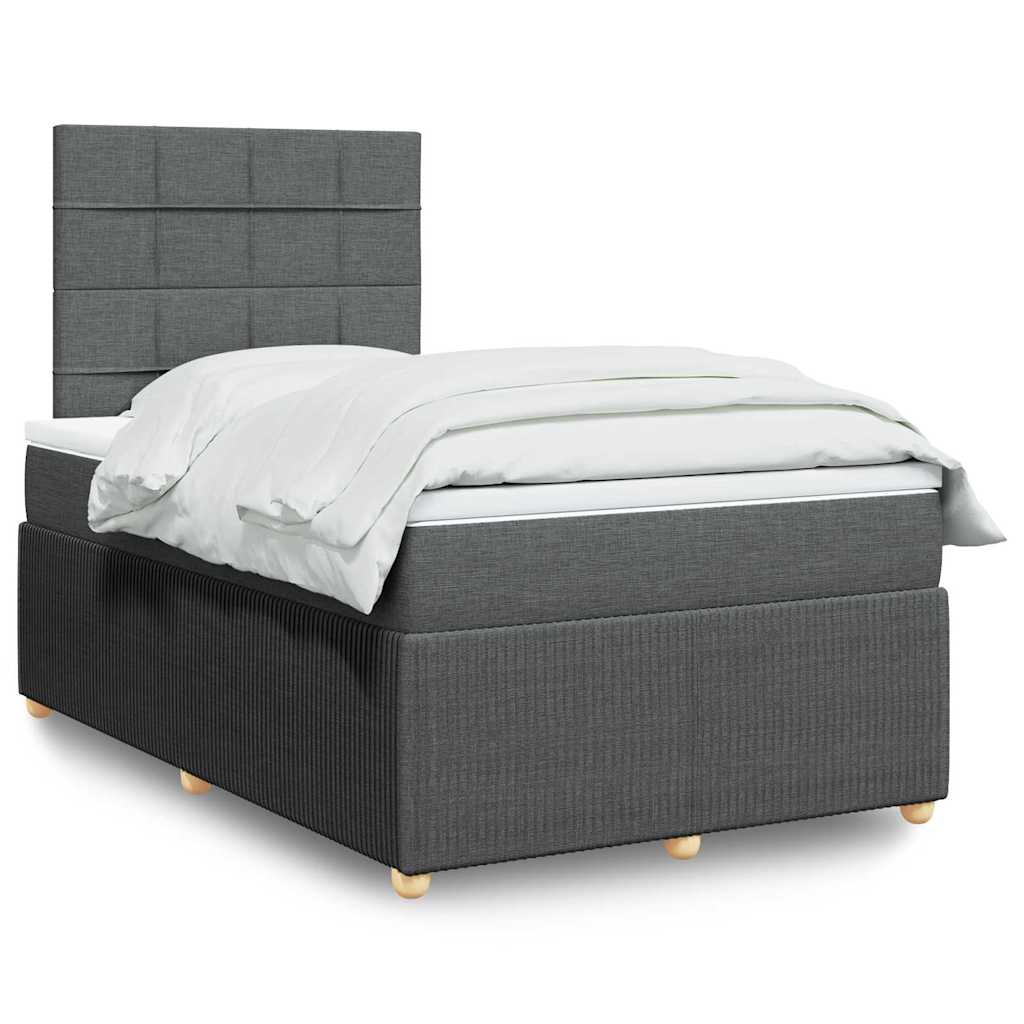 Sommier à lattes de lit avec matelas gris foncé 120x190cm tissu - XIOS