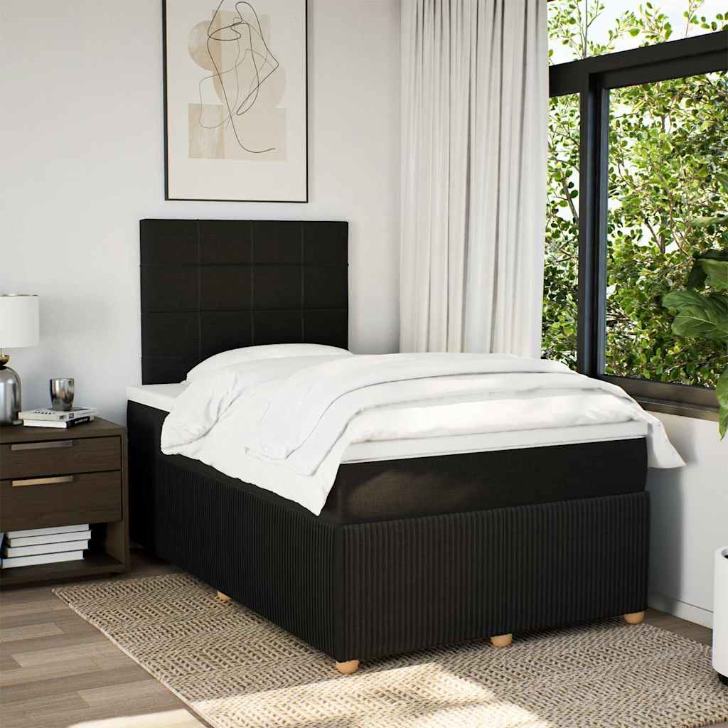 Sommier à lattes de lit avec matelas noir 120x190 cm tissu - XIOS