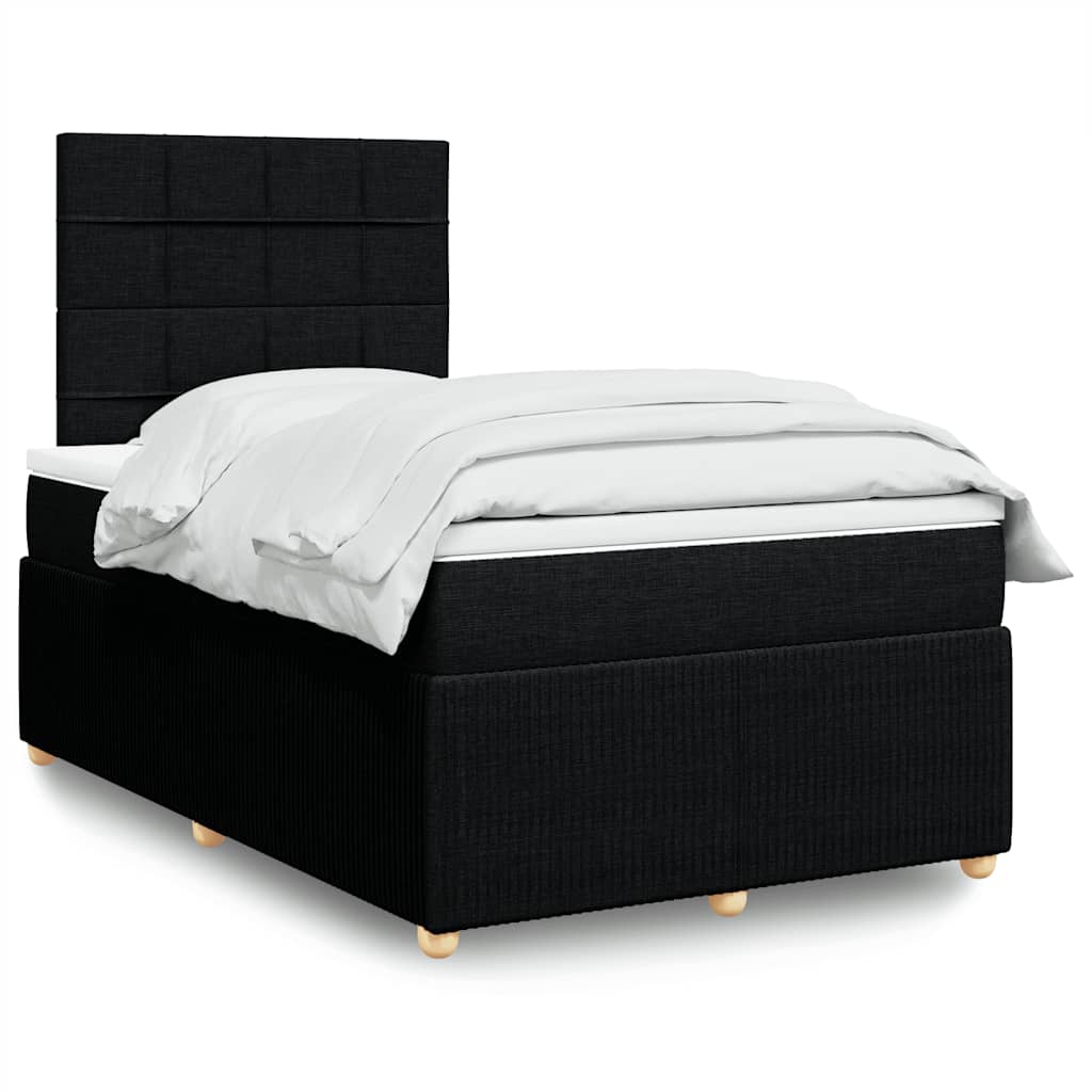 Sommier à lattes de lit avec matelas noir 120x190 cm tissu - XIOS