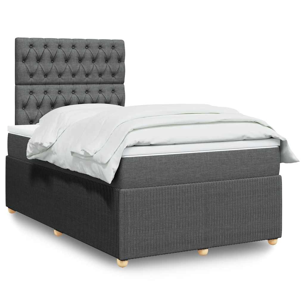 Sommier à lattes de lit avec matelas gris foncé 120x190cm tissu - XIOS