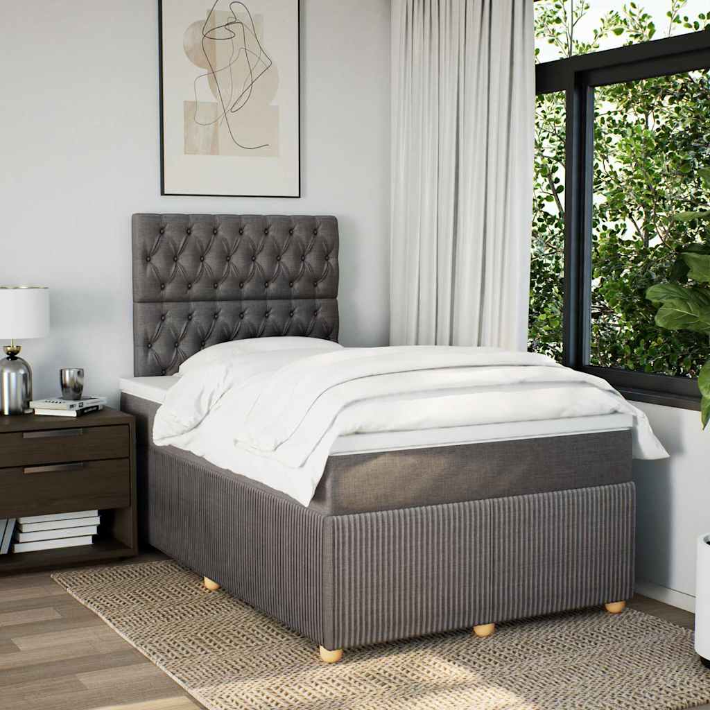 Sommier à lattes de lit avec matelas taupe 120x190 cm tissu - XIOS