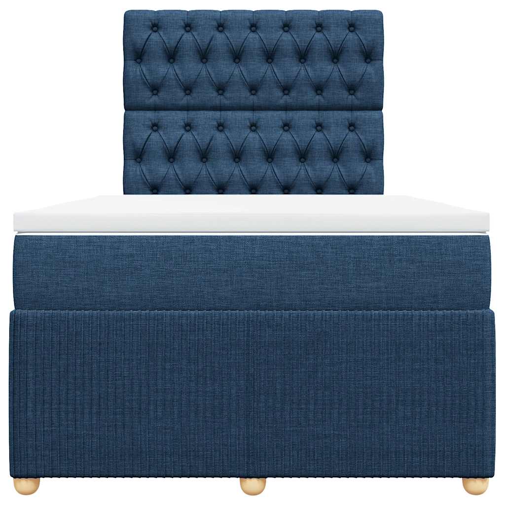 Sommier à lattes de lit avec matelas bleu 120x190 cm tissu - XIOS