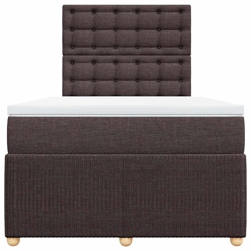 Sommier à lattes de lit et matelas marron foncé 120x190cm tissu - XIOS