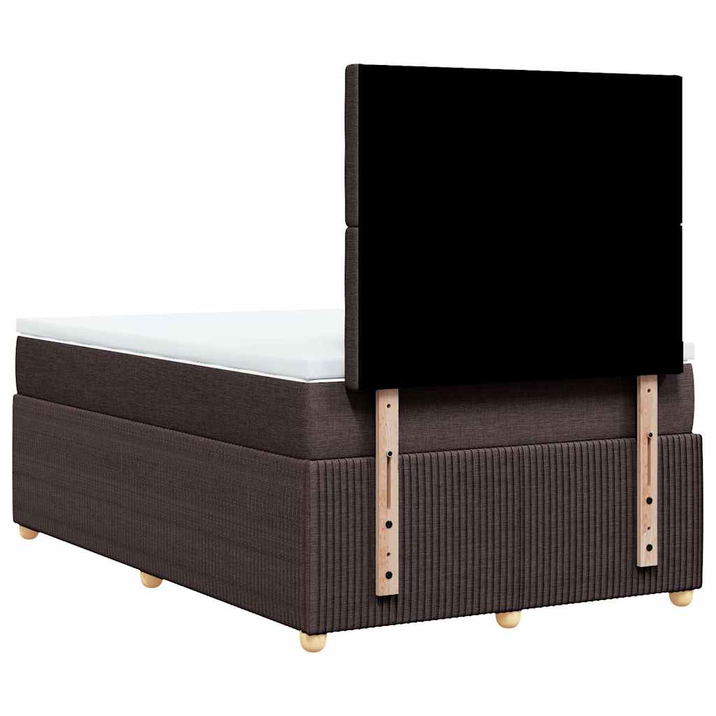 Sommier à lattes de lit et matelas marron foncé 120x190cm tissu - XIOS