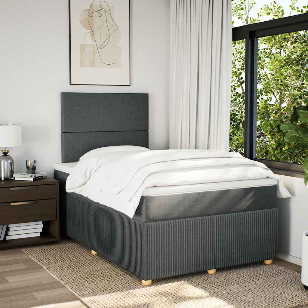 Sommier à lattes de lit avec matelas Gris foncé 120x200cm Tissu - XIOS