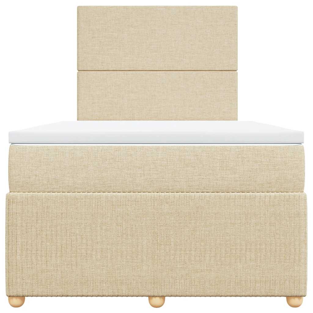 Sommier à lattes de lit avec matelas Crème 120x200 cm Tissu