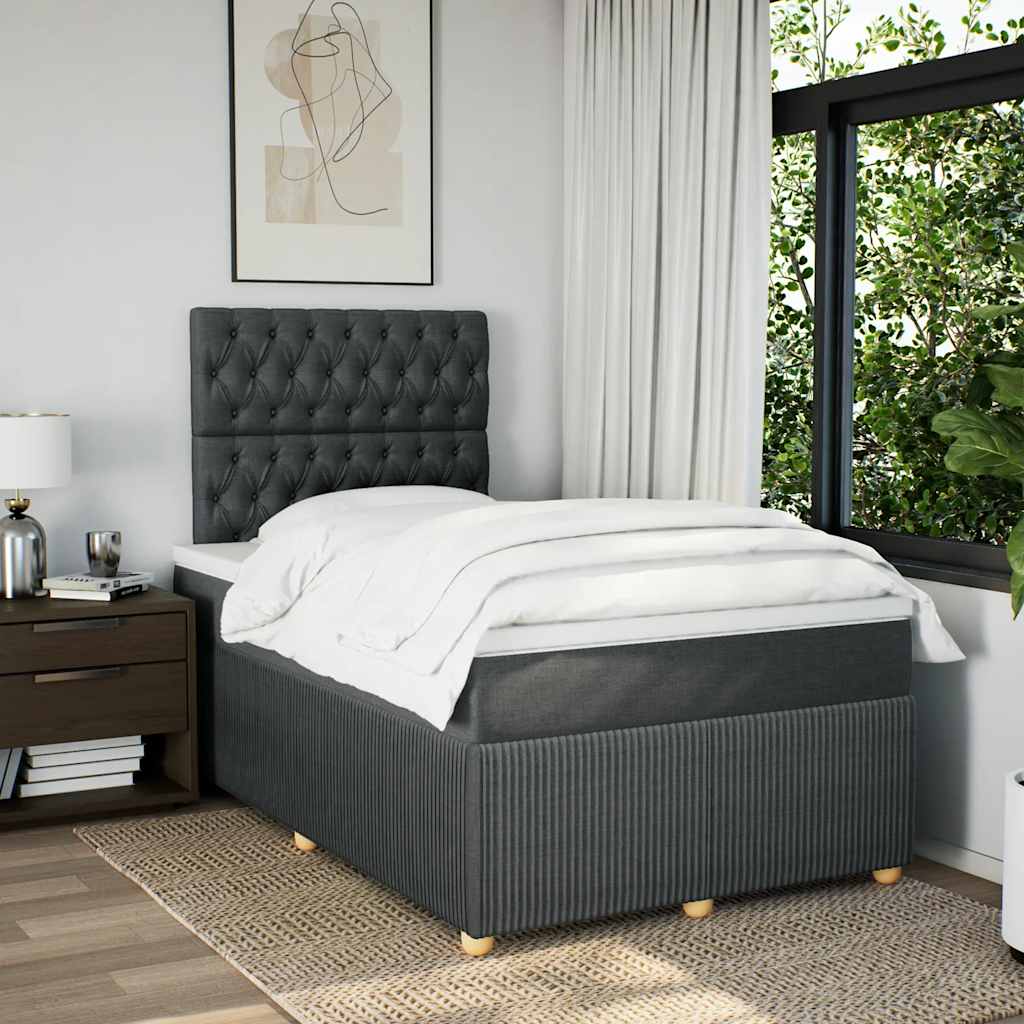 Sommier à lattes de lit avec matelas Gris foncé 120x200cm Tissu - XIOS