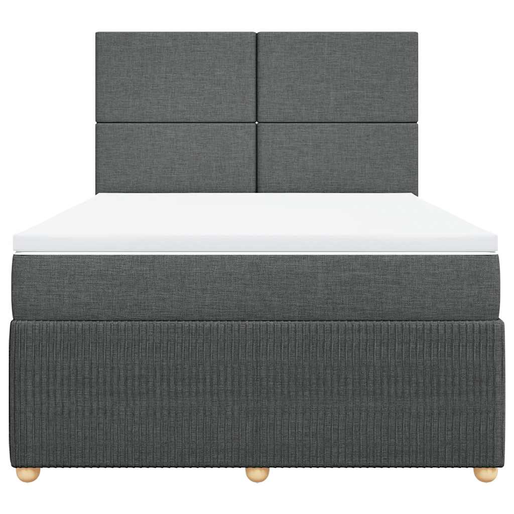 Sommier à lattes de lit avec matelas Gris foncé 140x190cm Tissu - XIOS