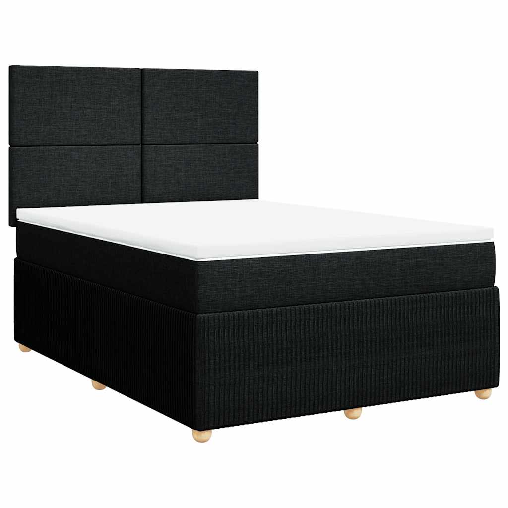 Sommier à lattes de lit avec matelas Noir 140x190 cm Tissu - XIOS