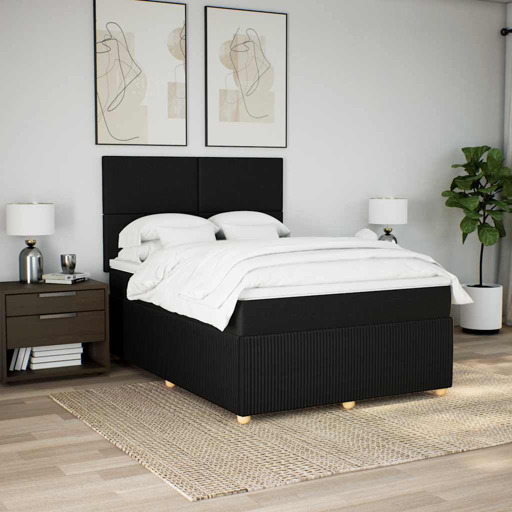 Sommier à lattes de lit avec matelas Noir 140x190 cm Tissu - XIOS
