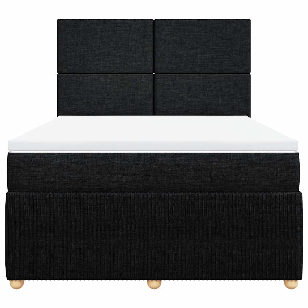 Sommier à lattes de lit avec matelas Noir 140x190 cm Tissu - XIOS