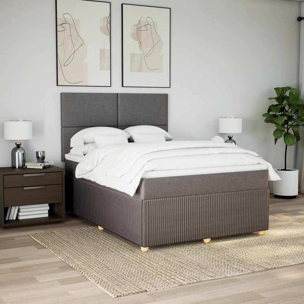 Sommier à lattes de lit avec matelas Taupe 140x190 cm Tissu - XIOS