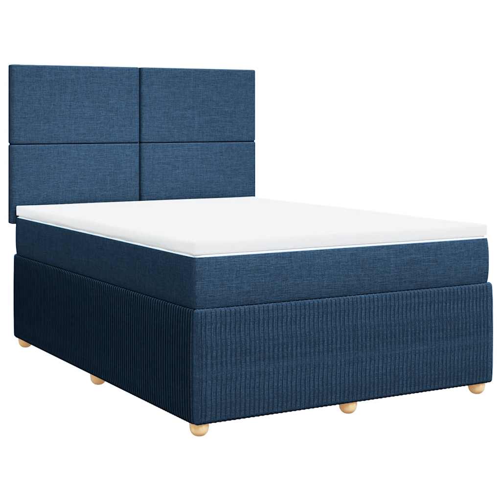 Sommier à lattes de lit avec matelas Bleu 140x190 cm Tissu - XIOS