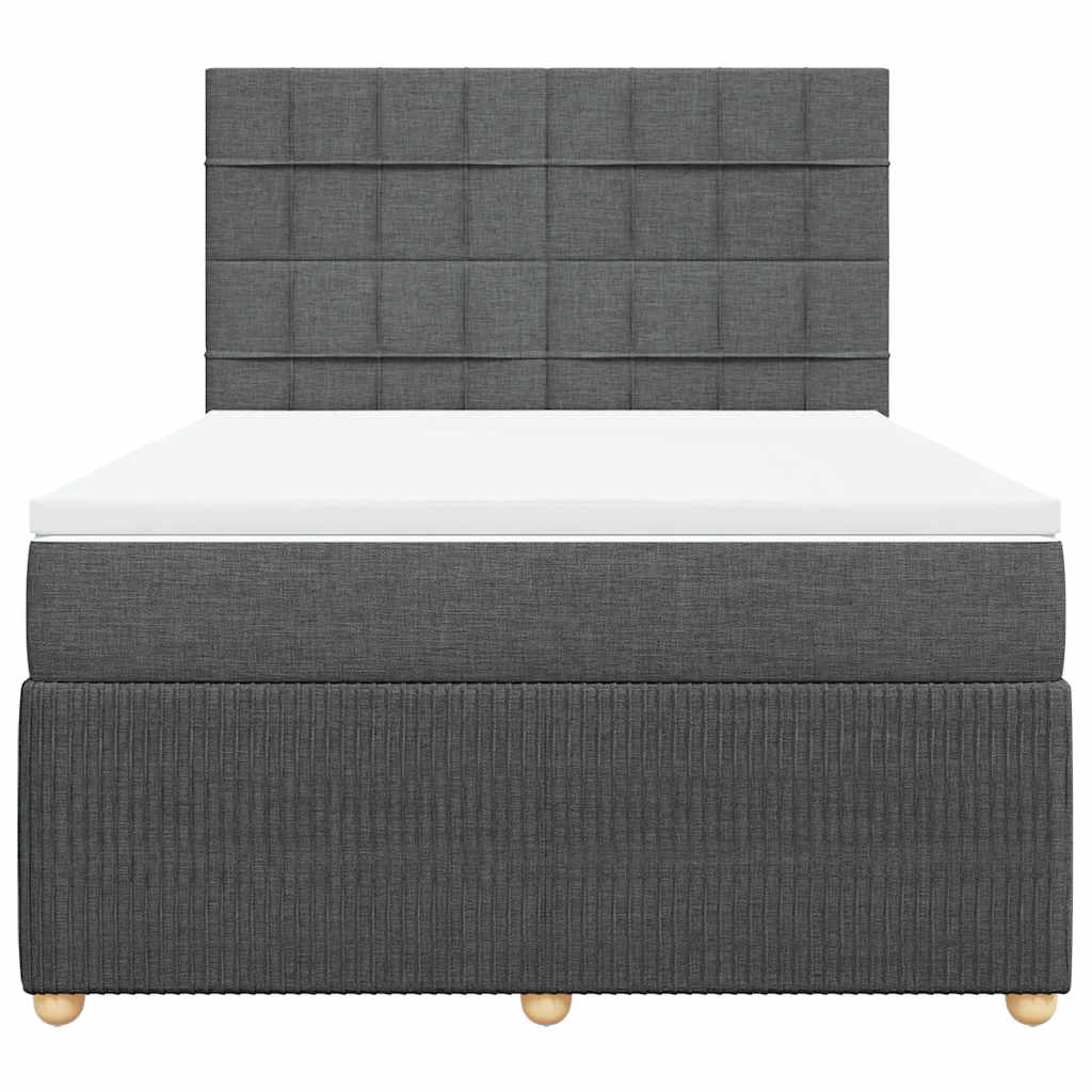 Sommier à lattes de lit avec matelas Gris foncé 140x190cm Tissu - XIOS