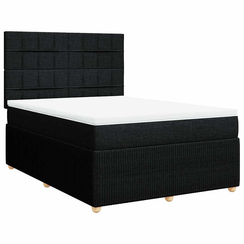 Sommier à lattes de lit avec matelas Noir 140x190 cm Tissu - XIOS