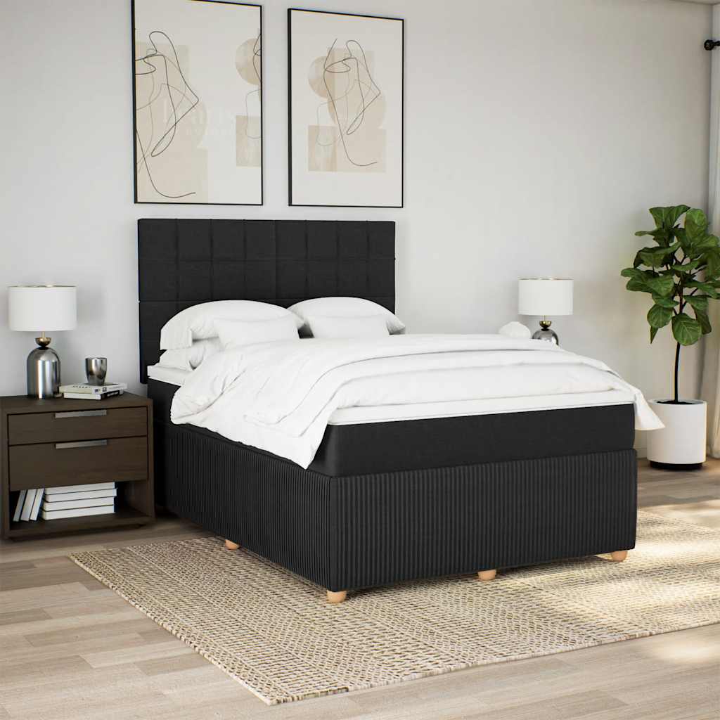 Sommier à lattes de lit avec matelas Noir 140x190 cm Tissu - XIOS