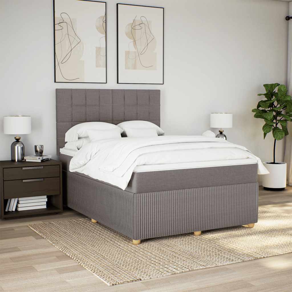 Sommier à lattes de lit avec matelas Taupe 140x190 cm Tissu - XIOS