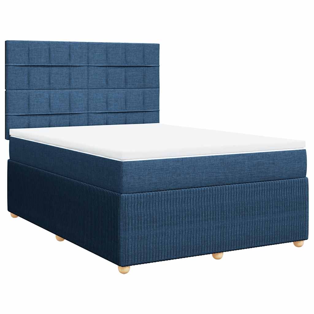Sommier à lattes de lit avec matelas Bleu 140x190 cm Tissu - XIOS
