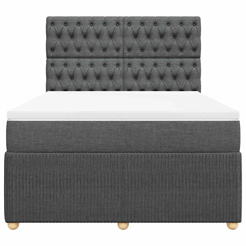 Sommier à lattes de lit avec matelas Gris foncé 140x190cm Tissu - XIOS