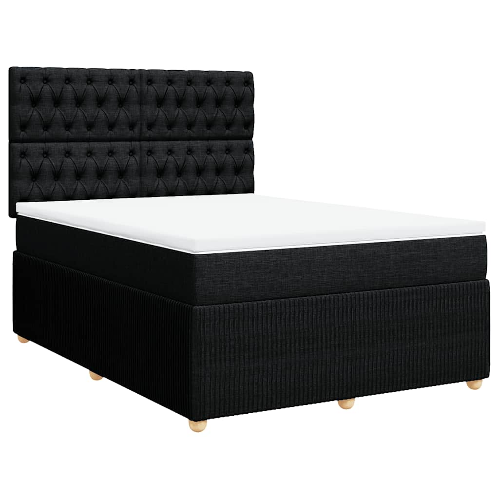 Sommier à lattes de lit avec matelas Noir 140x190 cm Tissu - XIOS