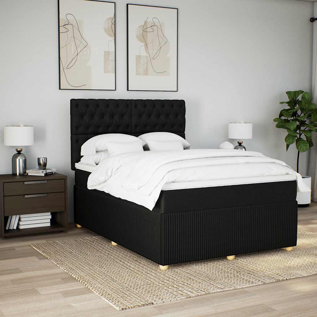 Sommier à lattes de lit avec matelas Noir 140x190 cm Tissu - XIOS