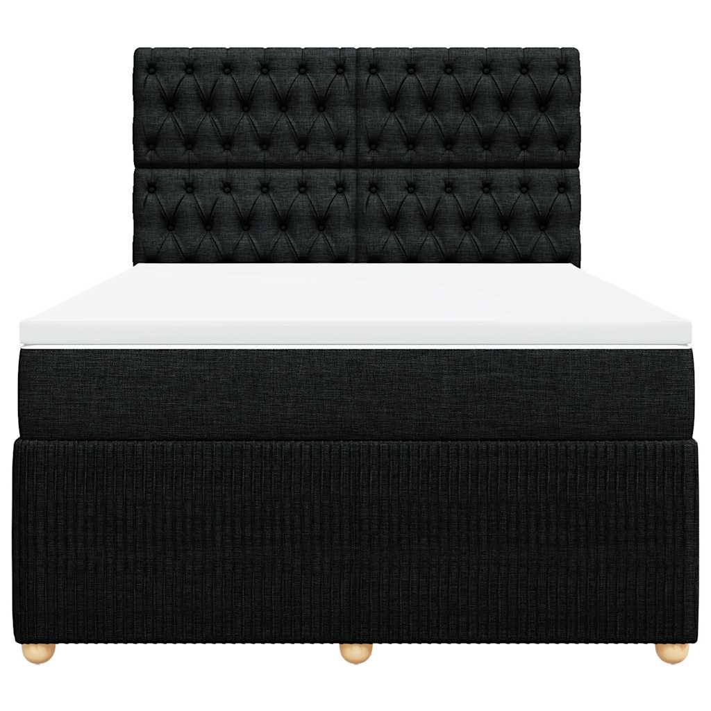 Sommier à lattes de lit avec matelas Noir 140x190 cm Tissu - XIOS