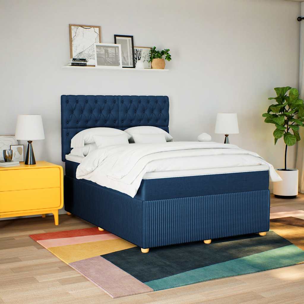 Sommier à lattes de lit avec matelas Bleu 140x190 cm Tissu - XIOS